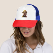 赤い消防帽をかぶった犬のデザイン キャップ (インサイチュ)