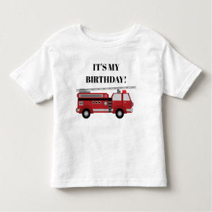 赤い消防車だ私の誕生日 パーソナライズされた トドラーTシャツ