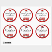 赤い消防車と帽子誕生日のシール ラウンドシール (シート)