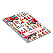 赤い消防車と消防士たち ノートブック (右側)