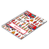 赤い消防車と消防士たち ノートブック (左側)