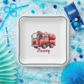 赤い消防車のアップシェリン誕生日パーティー ペーパープレート (パーティー)