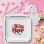 赤い消防車のアップシェリン誕生日パーティー ペーパープレート (パーティー)