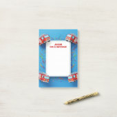 赤い消防車のカスタマイズされたミツヴァのお祝い ポストイット (デスク上)