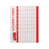 赤い消防車のキッズチョーチャート ノートパッド (回転)