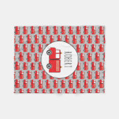 赤い消防車のパターカスタマイズン少年の名前 フリースブランケット (正面(横))