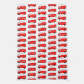 赤い消防車のパターン キッチンタオル (縦)