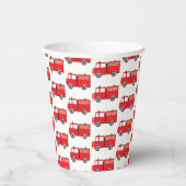 赤い消防車のパターン 紙コップ (右)