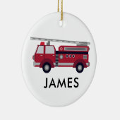 赤い消防車のパーソナライズされたクリスマスオーナメント セラミックオーナメント (右)