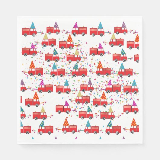 赤い消防車のパーティーパターン スタンダードランチョンナプキン (正面)
