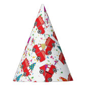 赤い消防車のパーティーパターン パーティーハット (裏面)