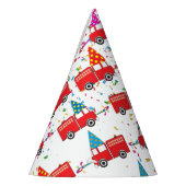赤い消防車のパーティーパターン パーティーハット (左)