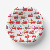 赤い消防車のパーティーパターン ペーパーボウル (正面)