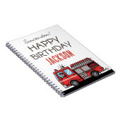 赤い消防車のパーティー飾り｜子供の誕生日カスタム ノートブック (右側)