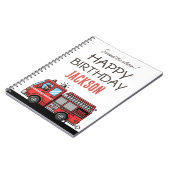 赤い消防車のパーティー飾り｜子供の誕生日カスタム ノートブック (左側)