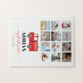 赤い消防車のベビー1年目の写真コラージュ ジグソーパズル (横)