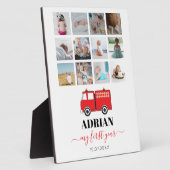 赤い消防車のベビー ファーストイヤー フォト コラージュ フォトプラーク (側面)