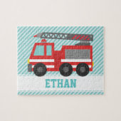 赤い消防車の子供たちパーソナライズされた ジグソーパズル (横)