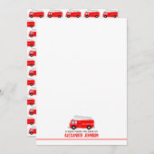 赤い消防車の子供たち ノートカード (正面/裏面)