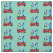 赤い消防車の子供の第1誕生日 ファブリック (見本)