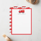 赤い消防車の子供用 個人名入りグッズ ノートカード (正面/裏面インサイチュ)