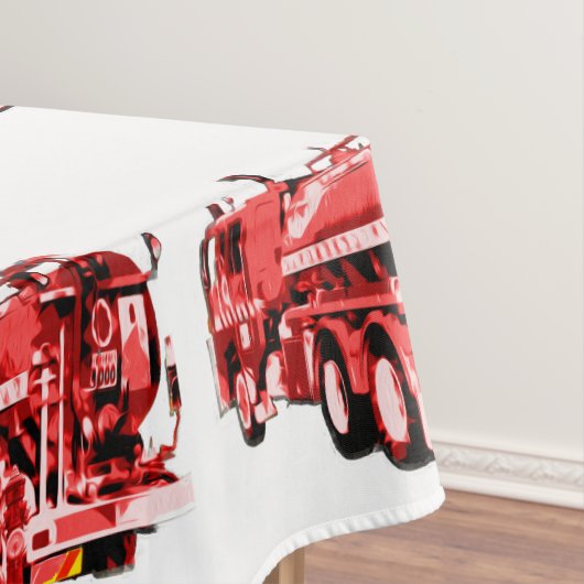 赤い消防車の油絵を描、 テーブルクロス (インサイチュ)