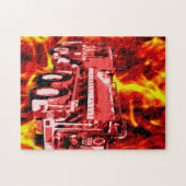赤い消防車の油絵 ジグソーパズル (横)