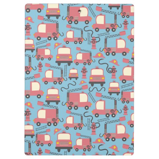 赤い消防車の消防士の子供たちパーソナライズされた クリップボード (裏面)