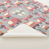 赤い消防車の消防士の子供たちパーソナライズされた シェルパブランケット (3/4)