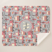 赤い消防車の消防士の子供たちパーソナライズされた シェルパブランケット (正面(横))