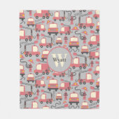 赤い消防車の消防士の子供たちパーソナライズされた フリースブランケット (正面)