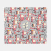 赤い消防車の消防士の子供たちパーソナライズされた フリースブランケット (正面(横))