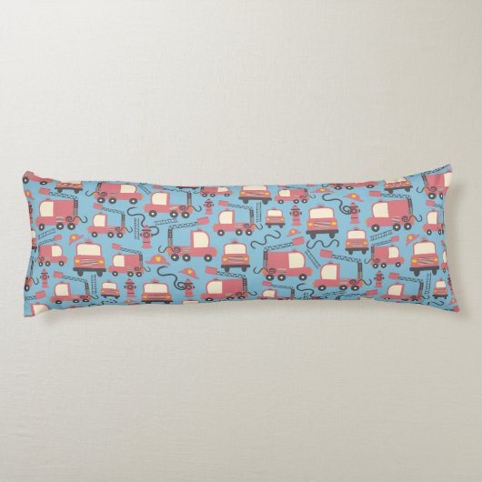 赤い消防車の消防士の子供たちパーソナライズされた ボディピロー (裏面)