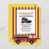 赤い消防車の消防士の子供の6歳の誕生日 ポストカード (正面/裏面)