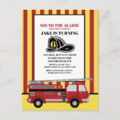 赤い消防車の消防士の子供の6歳の誕生日 ポストカード (正面)