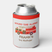 赤い消防車の消防士の誕生日パーティー 缶クーラー (缶正面)