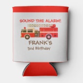 赤い消防車の消防士の誕生日パーティー 缶クーラー (正面)
