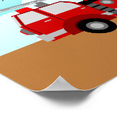 赤い消防車の消防士ベイビーの誕生統計 ポスター (角)