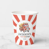 赤い消防車の男の子の誕生日パーティー紙カップ 紙コップ (裏面)