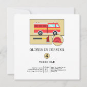 赤い消防車の男の子向け誕生日 (正面)