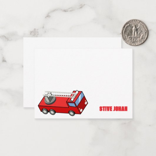 赤い消防車の誕生日ノートカード ノートカード (正面/裏面インサイチュ)