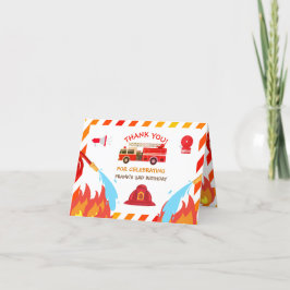 赤い消防車の誕生日パーティーありがとう サンキューカード