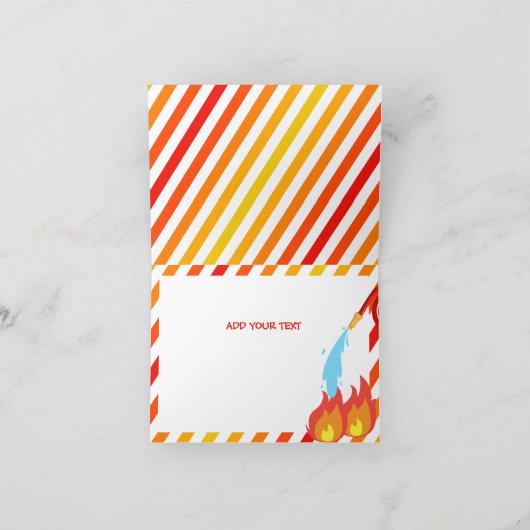 赤い消防車の誕生日パーティーありがとう サンキューカード (内部)