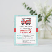 赤い消防車の誕生日パーティーの招待 招待状 (スタンド正面)