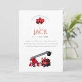 赤い消防車の誕生日パーティー サンキューカード (スタンド正面)