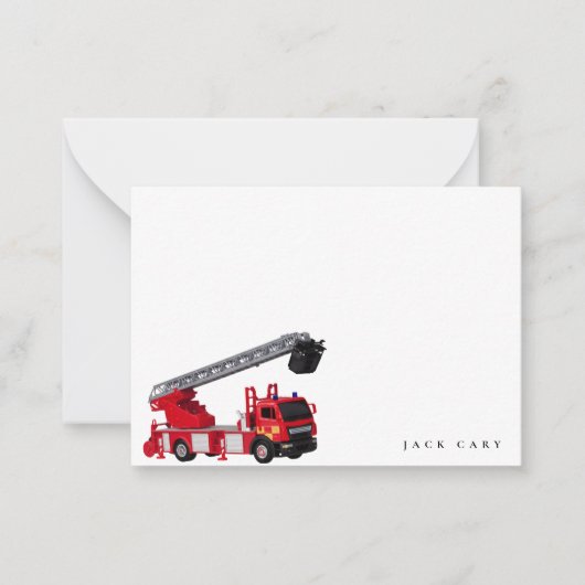 赤い消防車の誕生日パーティー ノートカード (正面)
