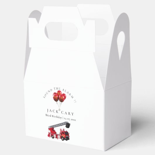 赤い消防車の誕生日パーティー フェイバーボックス (オープン)