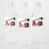 赤い消防車の誕生日パーティー ペットボトルラベル (ボトル)