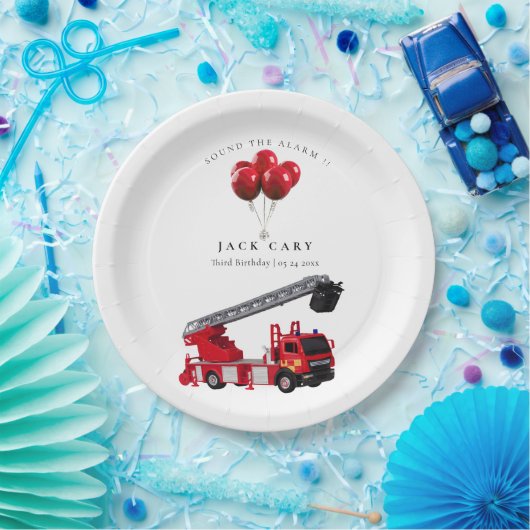 赤い消防車の誕生日パーティー ペーパープレート (パーティー)