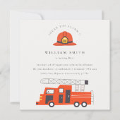 赤い消防車エンジンキッズ任意の年齢誕生日招待状 サンキューカード (正面)